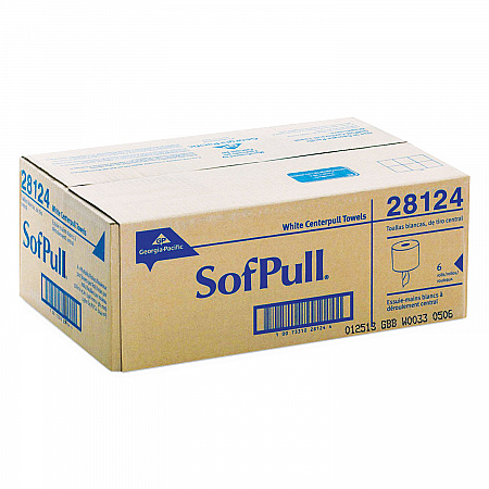 SofPull CenterPull Perforated Paper Towels, 1-Ply, 7.8 x 15, White, 320/Roll, 6 Rolls/Carton (28124)