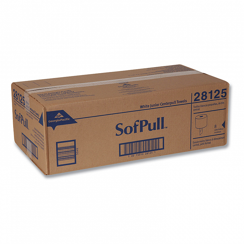 SofPull Premium Junior Capacity Towel, 1-Ply, 7.8 x 14.8, White, 225/Roll, 8 Rolls/Carton (28125)