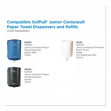 SofPull Premium Junior Capacity Towel, 1-Ply, 7.8 x 14.8, White, 225/Roll, 8 Rolls/Carton (28125)