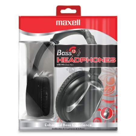 Maxell Bass 13 Headphone with Mic, Black (199840)