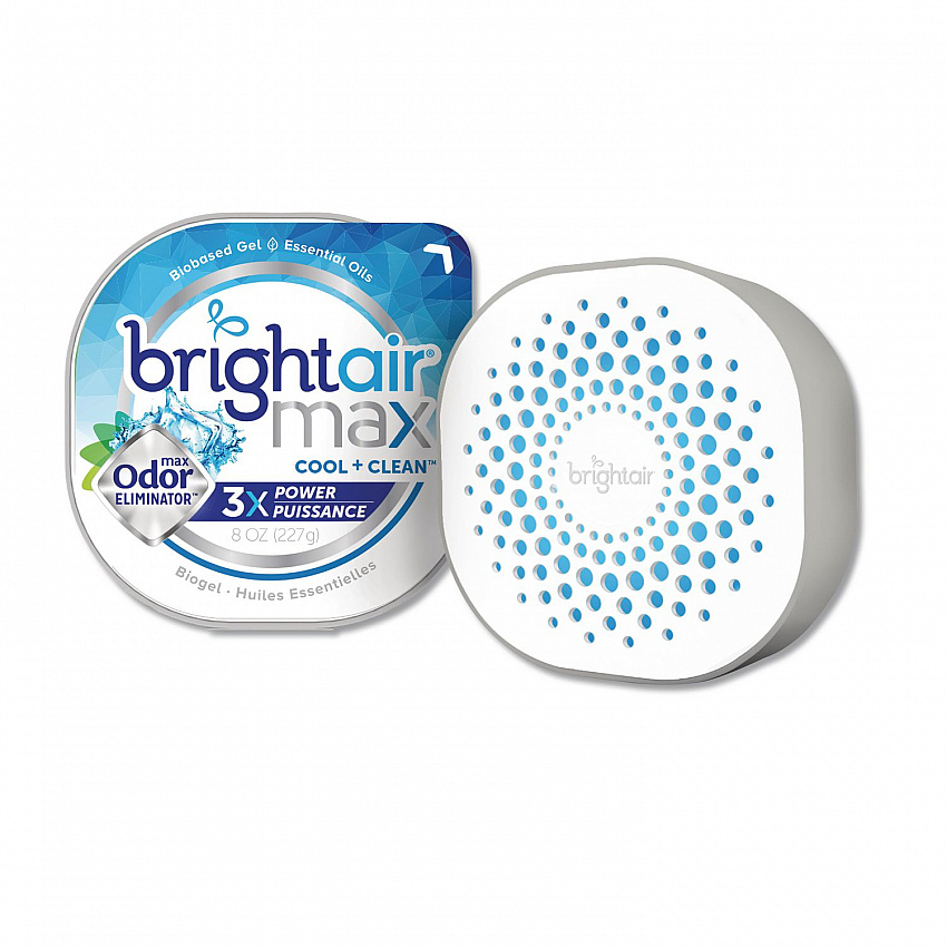 Max Odor Eliminator Air Freshener, Cool and Clean, 8 oz Jar, 6/Carton (900437)
