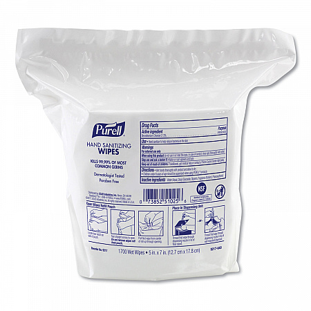Hand Sanitizing Wipes, 3-Ply, 8.25 x 14.06, Fresh Citrus Scent, White, 1,700 Wipes/Pouch, 2 Pouches/Carton (921702)
