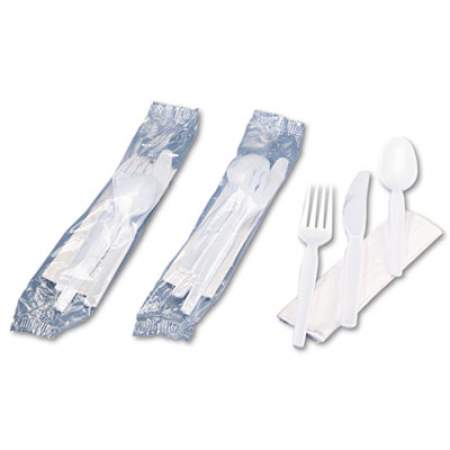 Dixie Wrapped Tableware/Napkin Packets, Fork/Knife/Spoon/Napkin, White, 250/Carton (CM26NC7)