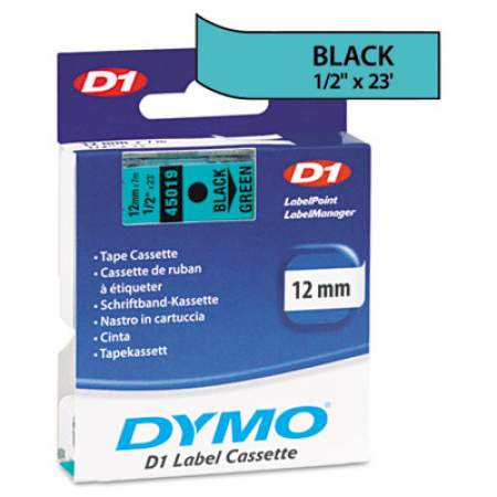 DYMO D1 High-Performance Polyester Removable Label Tape, 0.5" x 23 ft, Black on Green (45019)