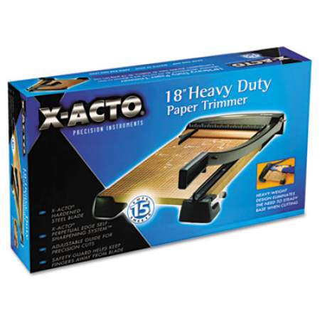 X-ACTO Heavy-Duty Wood Base Guillotine Trimmer, 15 Sheets, 18" Cut Length, 12 x 18 (26358)