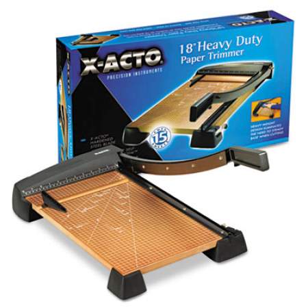X-ACTO Heavy-Duty Wood Base Guillotine Trimmer, 15 Sheets, 18" Cut Length, 12 x 18 (26358)