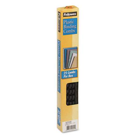 Fellowes Plastic Comb Bindings, 1/4" Diameter, 20 Sheet Capacity, Black, 25 Combs/Pack (52320)