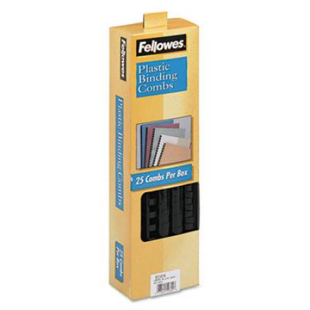 Fellowes Plastic Comb Bindings, 5/8" Diameter, 120 Sheet Capacity, Black, 25 Combs/Pack (52324)