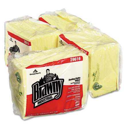 Brawny Professional Dusting Cloths Quarterfold, 17 X 24, Yellow, 50/pack, 4 Packs/carton (29616CT)