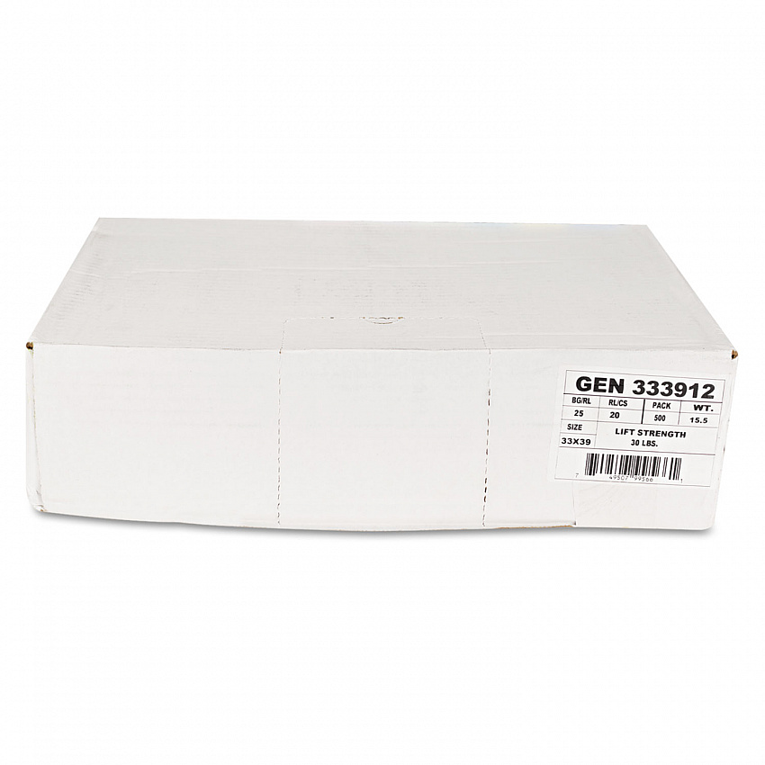 High-Density Can Liners, 33 gal, 9 mic, 33" x 39", Natural, Perforated Roll, 25 Bags/Roll, 20 Rolls/Carton (333912)