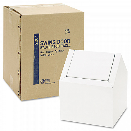 Double Entry, Swing Top Floor Receptacle, Metal, White (2201)