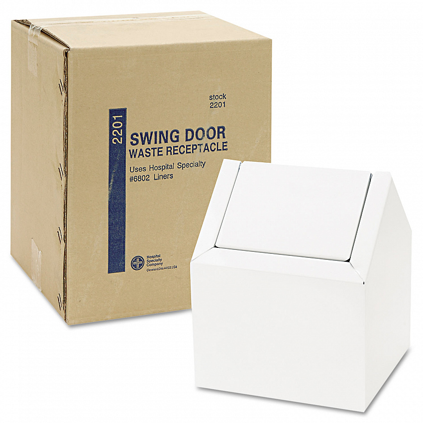 Double Entry, Swing Top Floor Receptacle, Metal, White (2201)
