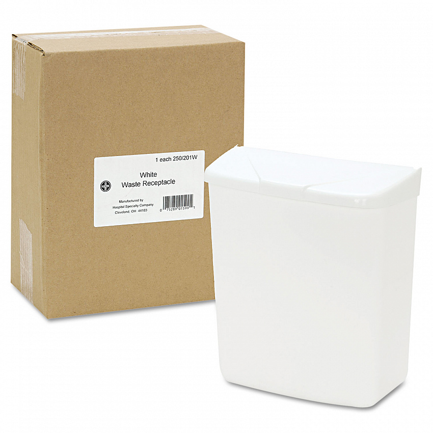 Wall Mount Sanitary Napkin Receptacle-PPC, 1 gal, PPC Plastic, White (250201W)
