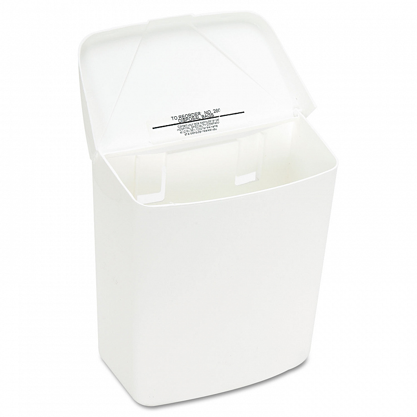 Wall Mount Sanitary Napkin Receptacle-PPC, 1 gal, PPC Plastic, White (250201W)