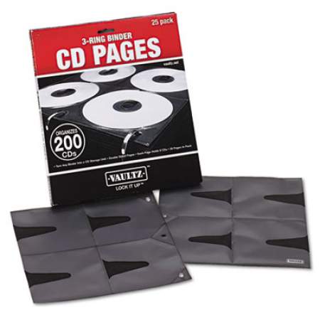Vaultz Two-Sided CD Refill Pages for Three-Ring Binder, 25/Pack (VZ01401)