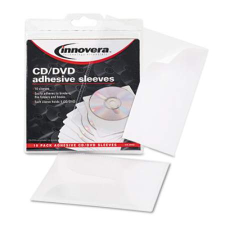 Innovera Self-Adhesive CD/DVD Sleeves, 10/Pack (39402)