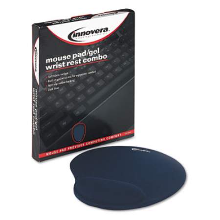Innovera Mouse Pad w/Gel Wrist Pad, Nonskid Base, 10-3/8 x 8-7/8, Blue (50447)