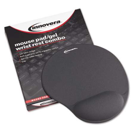 Innovera Mouse Pad w/Gel Wrist Pad, Nonskid Base, 10-3/8 x 8-7/8, Gray (50449)