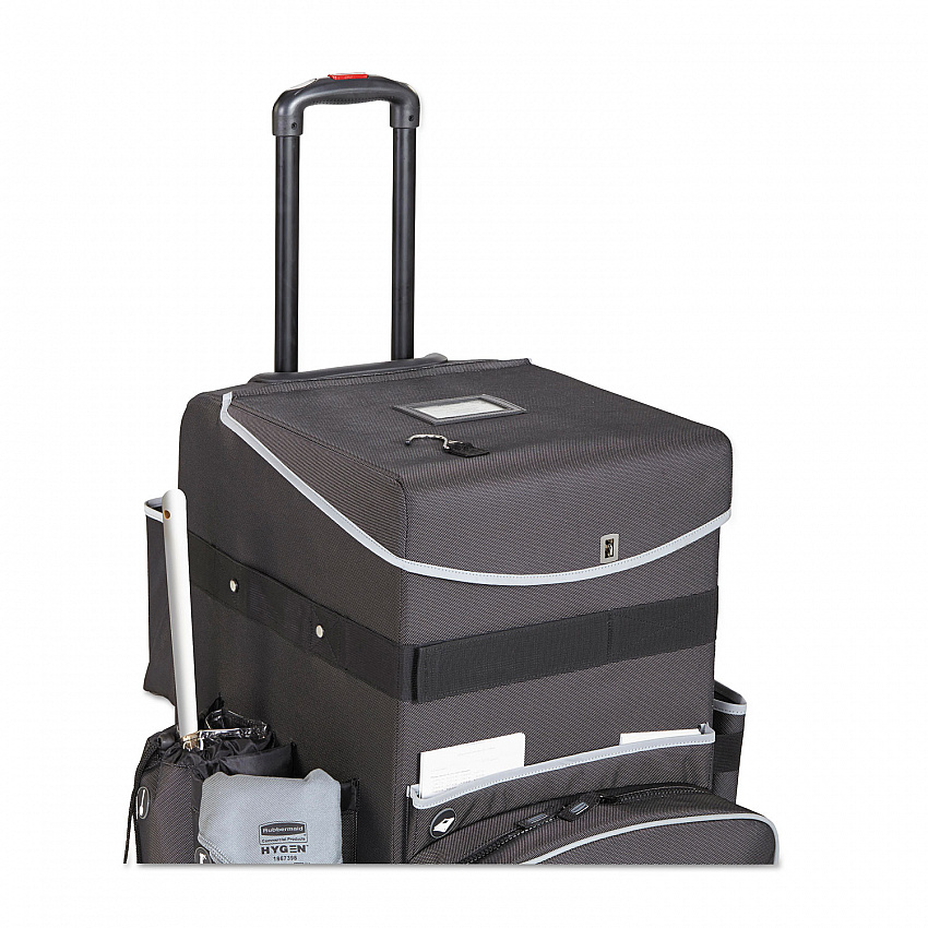 Executive Quick Clean Janitorial Cart, Synthetic Fabric, 16 Compartments, 14.25" x 16.5" x 25", Dark Gray (1902465)