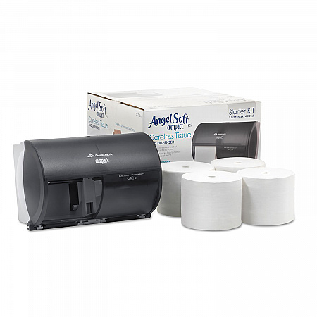Compact Tissue Dispenser and Angel Soft ps Tissue Start Kit, 10.13 x 6.75 x 7.13, Translucent Smoke (5679500)
