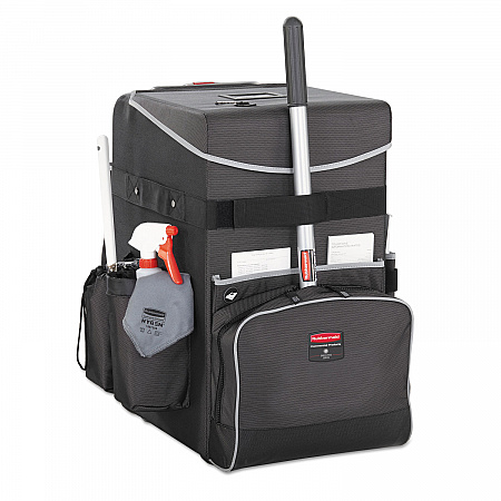 Executive Quick Clean Janitorial Cart, Synthetic Fabric, 16 Compartments, 14.25