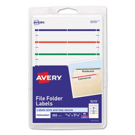 Avery Printable 4" x 6" - Permanent File Folder Labels, 0.69 x 3.44, White, 7/Sheet, 36 Sheets/Pack, (5215) (05215)