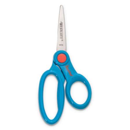 Westcott Kids' Scissors with Antimicrobial Protection, Pointed Tip, 5" Long, 2" Cut Length, Assorted Straight Handles, 12/Pack (14872)