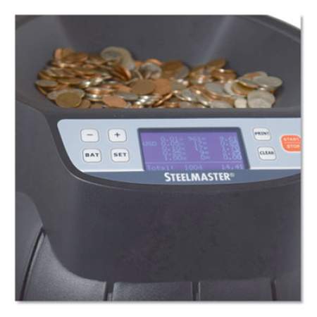 SteelMaster Coin Counter/Sorter, Dimes, Dollars, Nickels, Pennies, Quarters, 300 Coins/min, 11.25 x 10.75 x 10.25, Black (200200C)