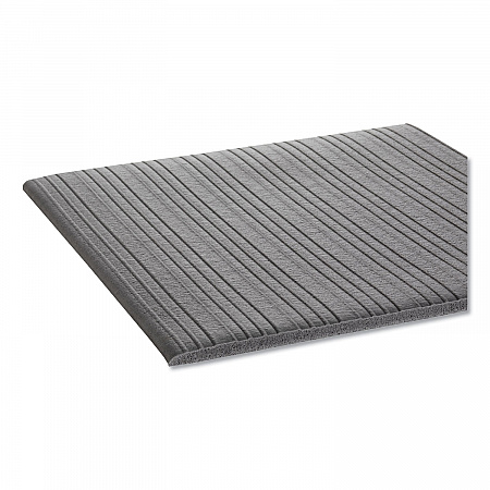 Ribbed Vinyl Anti-Fatigue Mat, Rectangular, Gray Ribbed Surface, 27