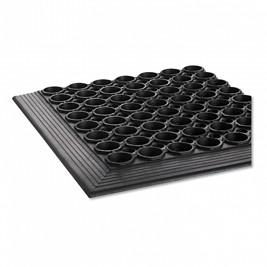 Safewalk-Light Wet/Oily Floor Anti-Fatigue Drainage Mats, 0.5" Thick, 36" x 60", Black Perforated Surface (WSCT35BK)