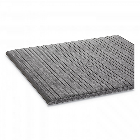 Ribbed Vinyl Anti-Fatigue Mat, Rectangular, Gray Ribbed Surface, 36