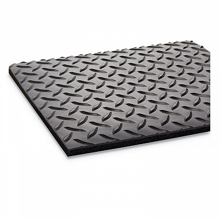 Industrial Deck Plate Anti-Fatigue Mat, Rectangular, Black Raised Diamond Surface, 36