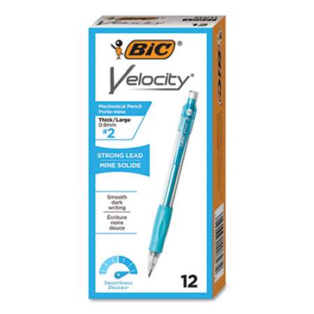 BIC Velocity Original Mechanical Pencil, 0.9 mm, HB (#2.5), Black Lead, Turquoise Barrel, Dozen (MV11BK)