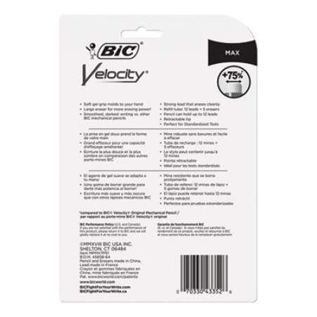 BIC Velocity Max Pencil, 0.7 mm, HB (#2), Black Lead, Assorted Barrel Colors, 5/Pack (MPMX7P51)
