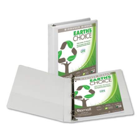 Samsill Earth's Choice Biobased D-Ring View Binder, 3 Rings, 1" Capacity, 11 x 8.5, White (16937)