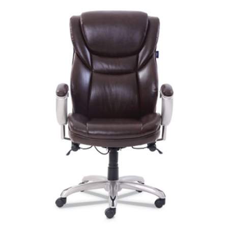 SertaPedic Emerson Executive Task Chair, Supports Up to 300 lb, 19" to 22" Seat Height, Brown Seat/Back, Silver Base (49710BRW)