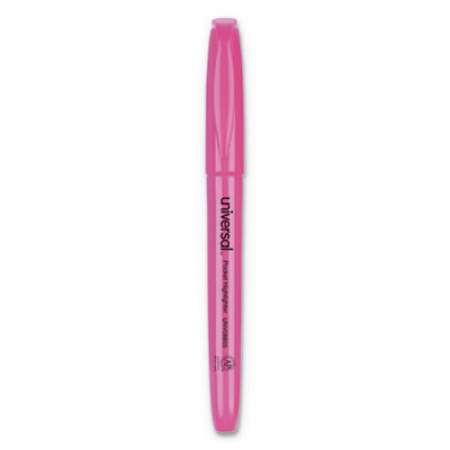 Universal Pocket Highlighters, Fluorescent Pink Ink, Chisel Tip, Pink Barrel, Dozen (08855)