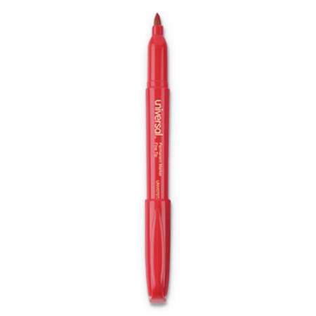 Universal Pen-Style Permanent Marker, Fine Bullet Tip, Red, Dozen (07072)