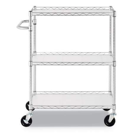Alera 3-Shelf Wire Cart with Liners, 34.5w x 18d x 40h, Silver, 600-lb Capacity (SW333018SR)