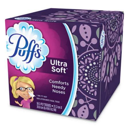Puffs Ultra Soft Facial Tissue, 2-Ply, White, 56 Sheets/Box, 24 Boxes/Carton (35038)