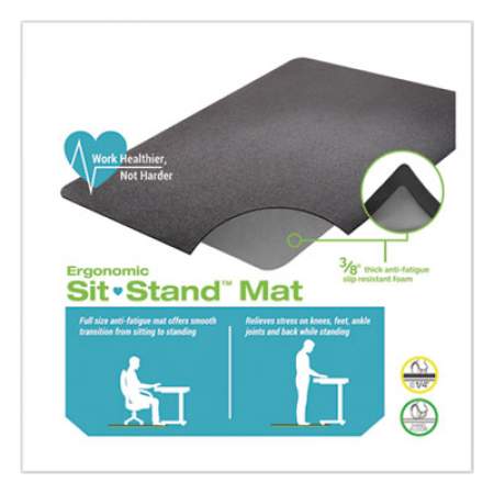 deflecto Ergonomic Sit Stand Mat, 53 x 45, Black (CM24242BLKSS)