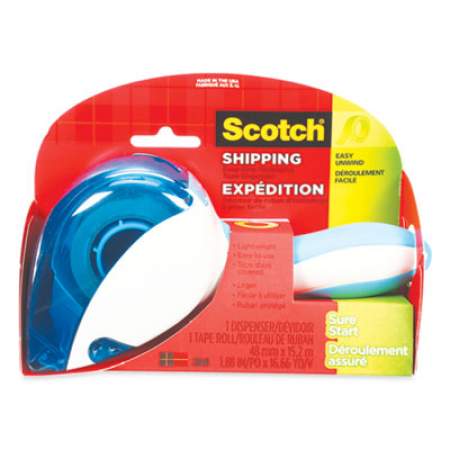 Scotch Easy Grip Tape Dispenser with One Roll of Tape, 1.5" Core, For Rolls Up to 2" x 25 yds, Blue/White (DP1000)