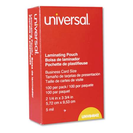 Universal Laminating Pouches, 5 mil, 3.75" x 2.25", Matte Clear, 100/Box (84642)