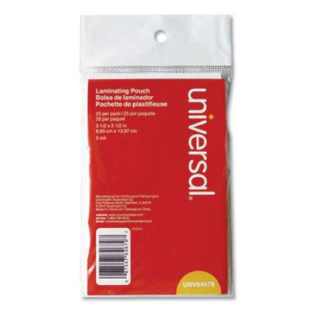 Universal Laminating Pouches, 5 mil, 5.5" x 3.5", Matte Clear, 25/Pack (84679)