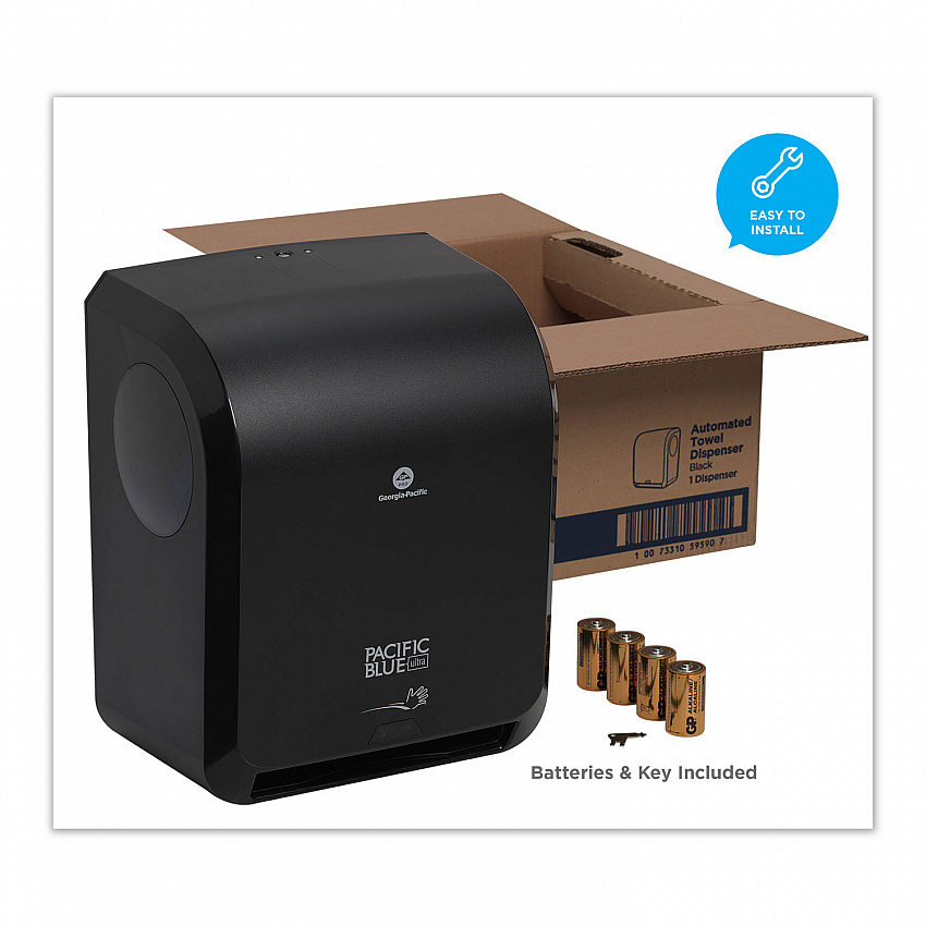 Pacific Blue Ultra Paper Towel Dispenser, Automated, 12.9 x 9 x 16.8, Black (59590)