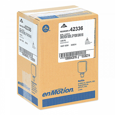 GP enMotion High-Frequency-Use Foam Sanitizer Dispenser Refill, 1,000 mL, Fragrance-Free, 2/Carton (42336)