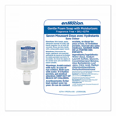 GP enMotion Automated Touchless Moisturizing Gentle Foam Soap Refill, Unscented, 1,200 mL, 2/Carton (42714)