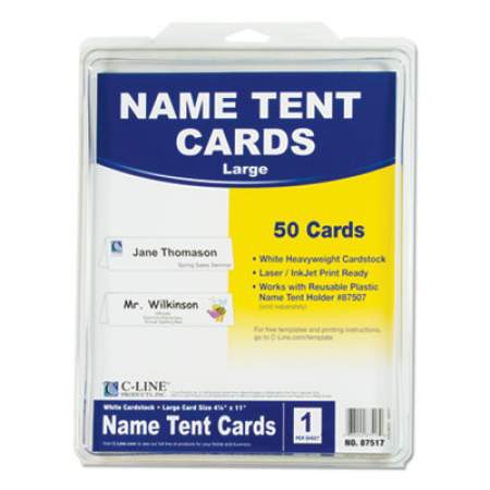 C-Line Scored Tent Cards, 4.25 x 11, White,1 Card/Sheet, 50 Sheets/Box (87517)