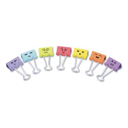 Universal Emoji Themed Binder Clips in Dispenser Tub, Medium, Assorted Colors, 42/Pack (31031)
