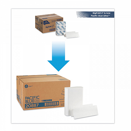 Pacific Blue Ultra Folded Paper Towels, 1-Ply, 10.2 x 10.8, White, 220/Pack, 10 Packs/Carton (20887)